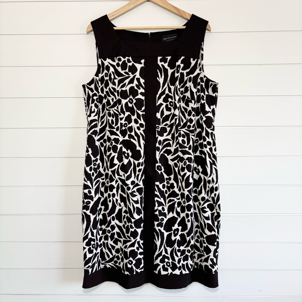 Connected Apparel Brown and White Floral Midi Dress Size 20W